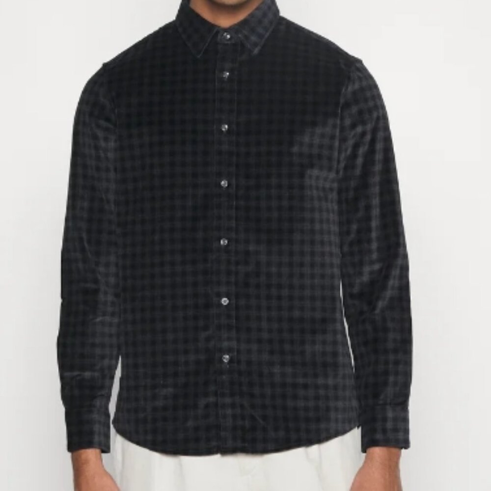Michael Kors Warick Check Velour Shirt Men's Size Small NWT